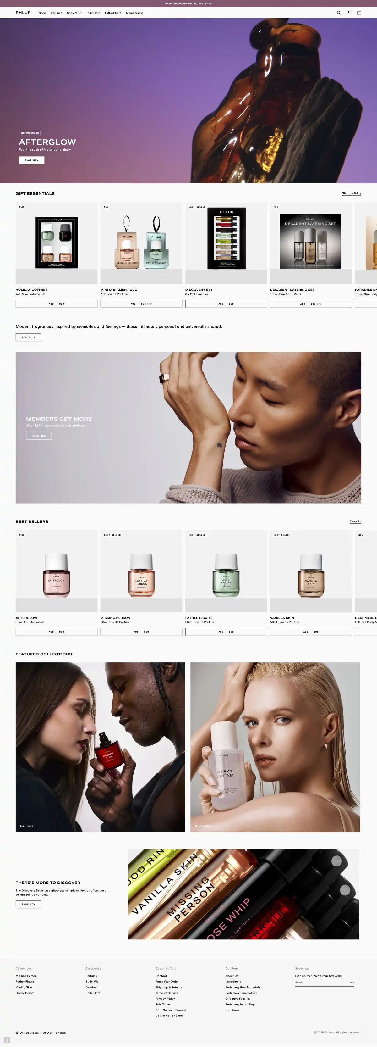 Phlur Shopify store featuring clean fragrances and the viral Missing Person perfume